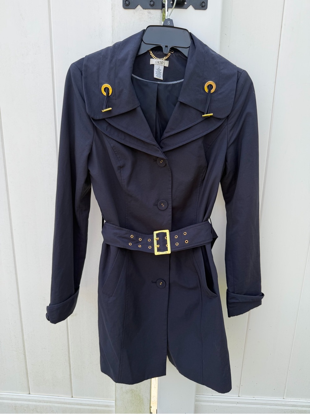 Chic Cache Navy Women's Belted Trench Coat